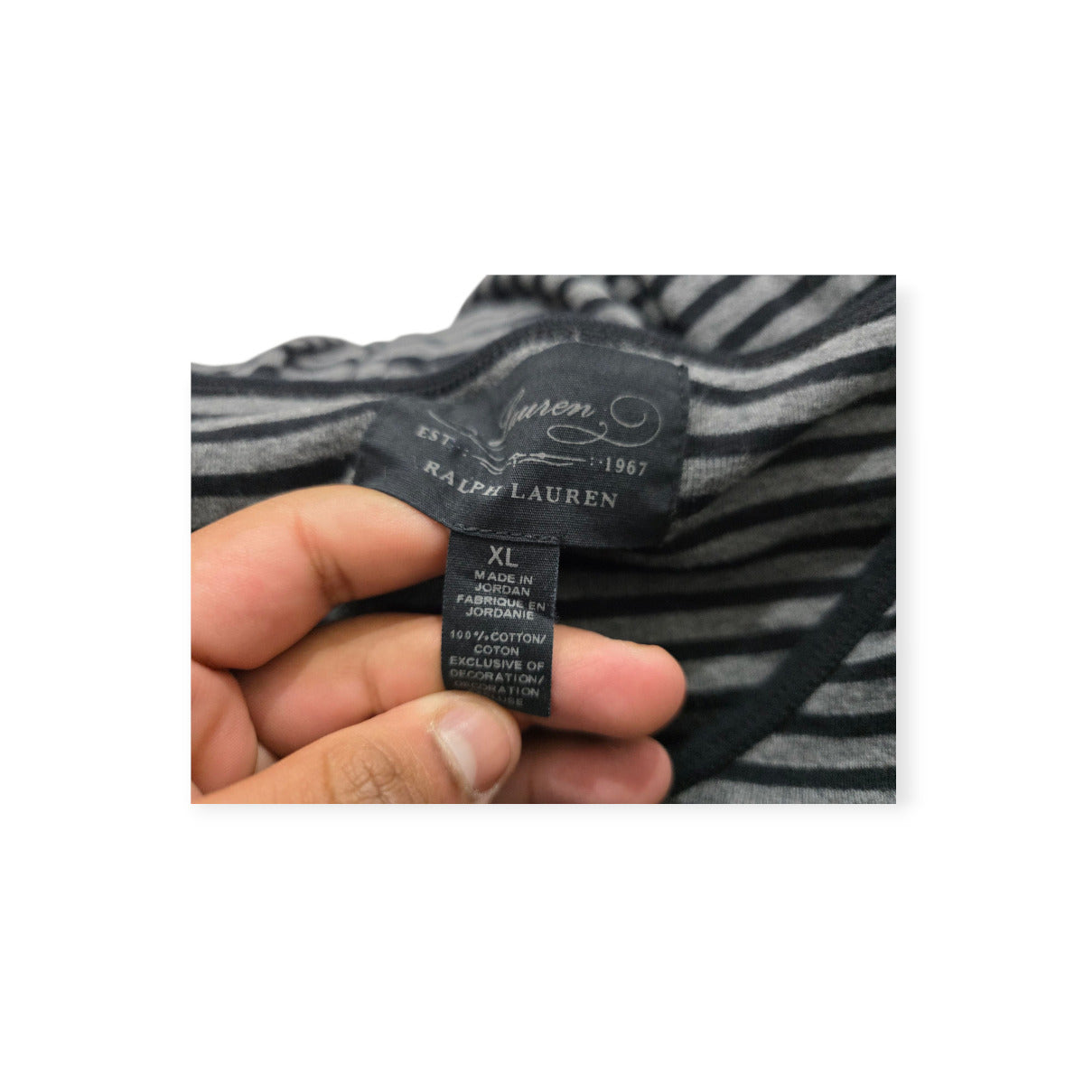 Playera Ralph Lauren Xgrande Xl Gris Oscuro Con Lineas