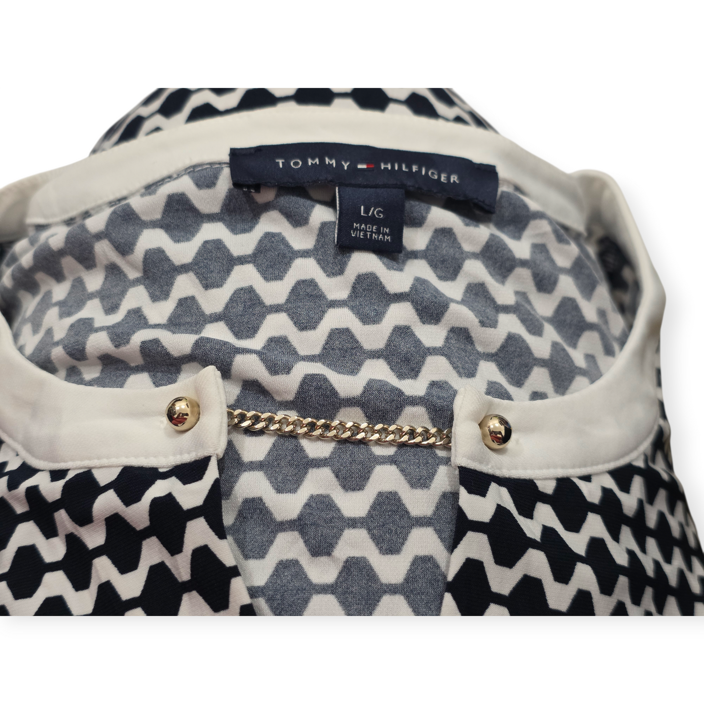 Blusa Tommy Hilfiger Grande L Blanca Con Figuras