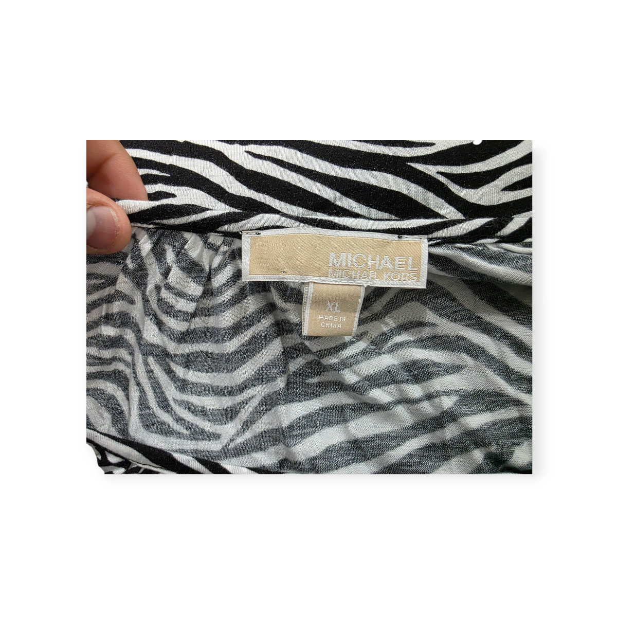 Blusa Michael Kors Xgrande Xl Animal Print Blanco Con Negro