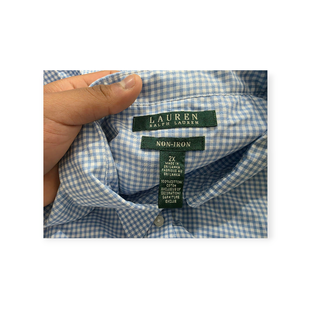 Camisa Ralph Lauren Non Iron Talla 2x Azul Cuadriculada
