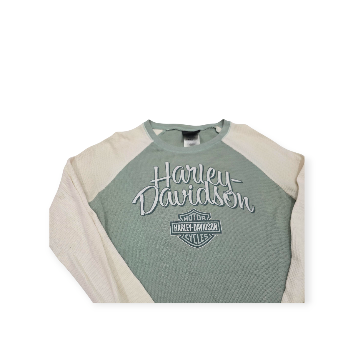 Playera Manga Larga Harley Davidson Chico S Verde Con Beige