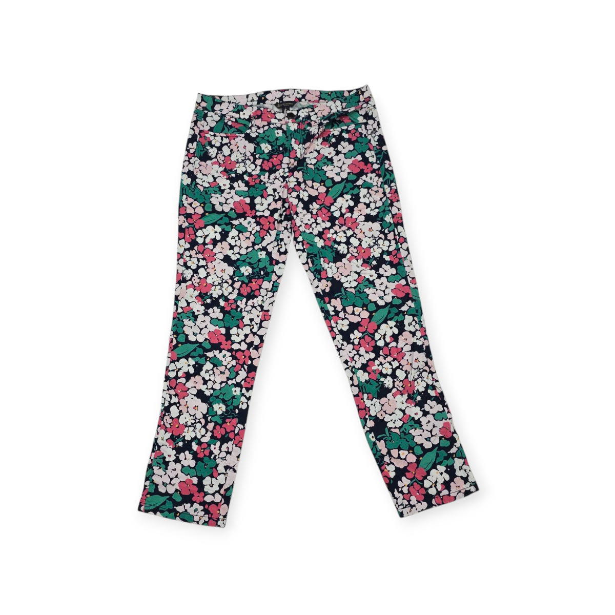 Pantalon Brooks Brothers Talla 6 Floreado Verde Con Rosa