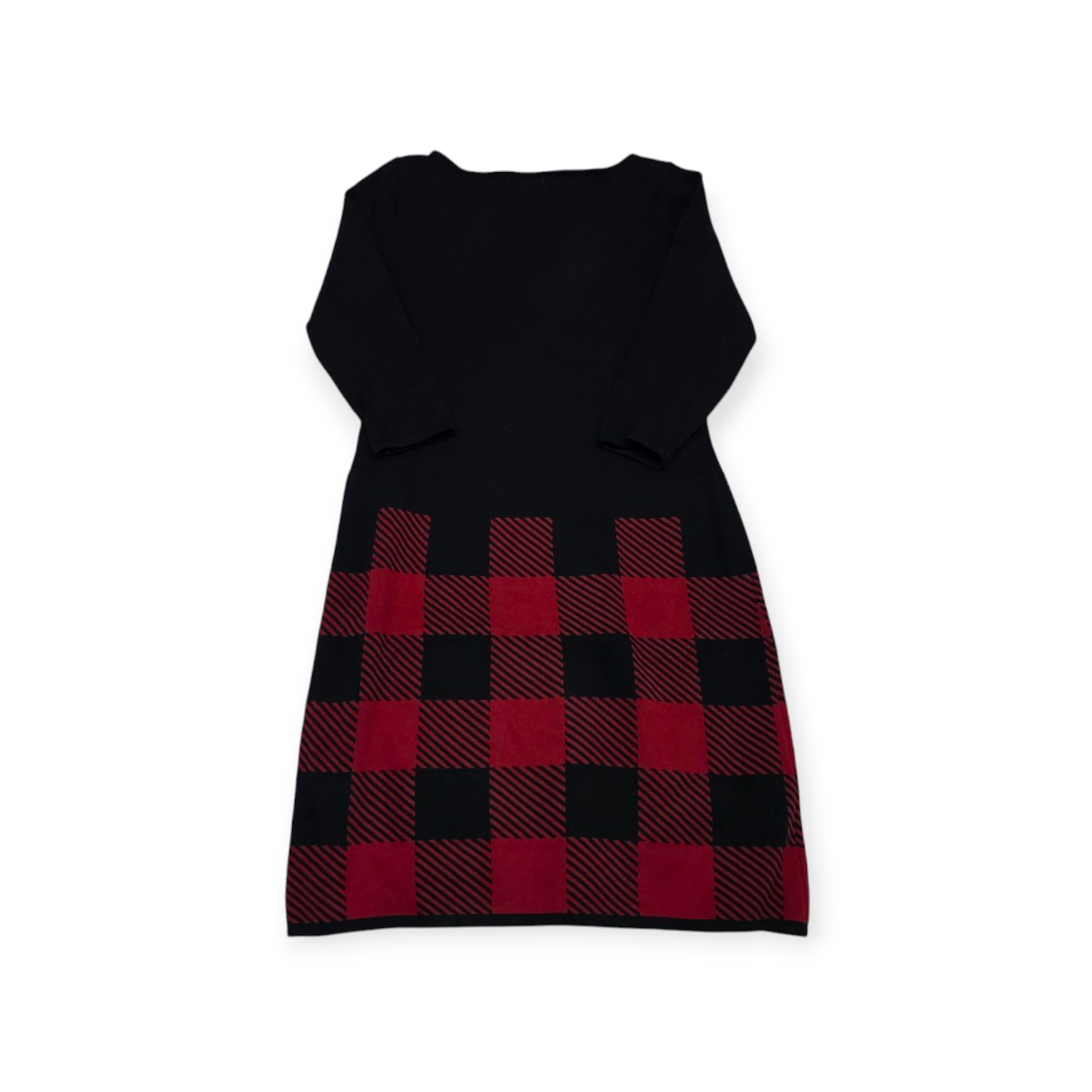 Vestido Ralph Lauren Mediana M Negro Con Rojo Manga Larga