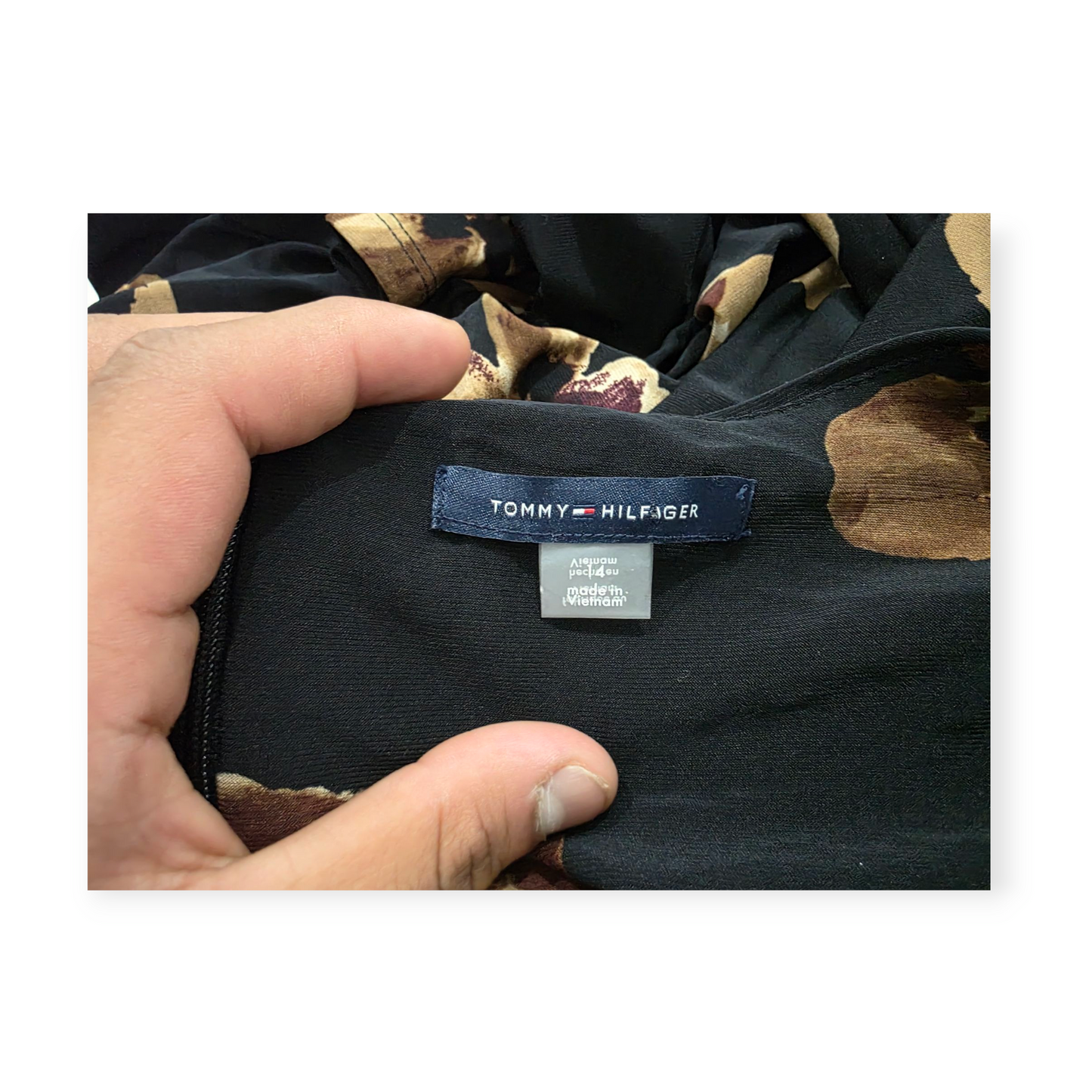 Vestido Tommy Hilfiger Talla 14 Floreado Cafe