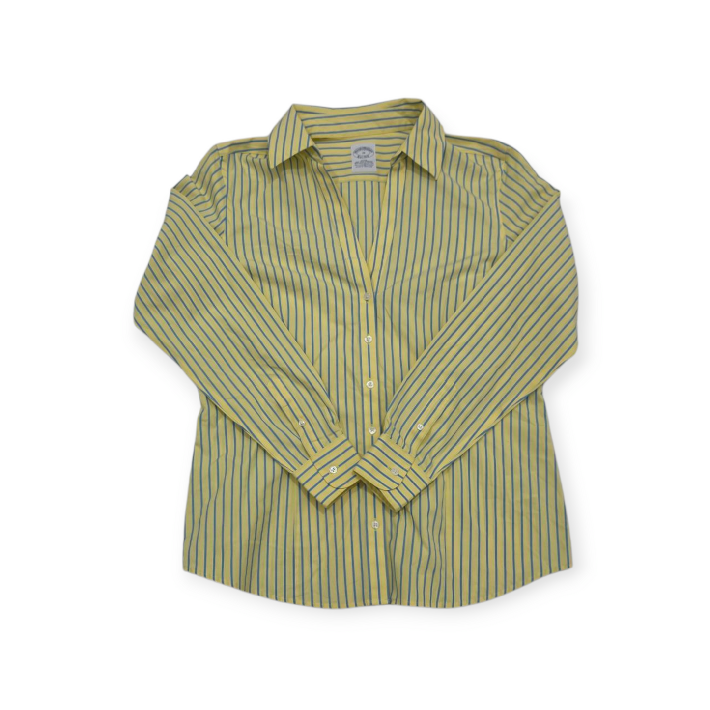 Camisa Brooks Brothers Talla 10 Amarilla Con Lineas Azules