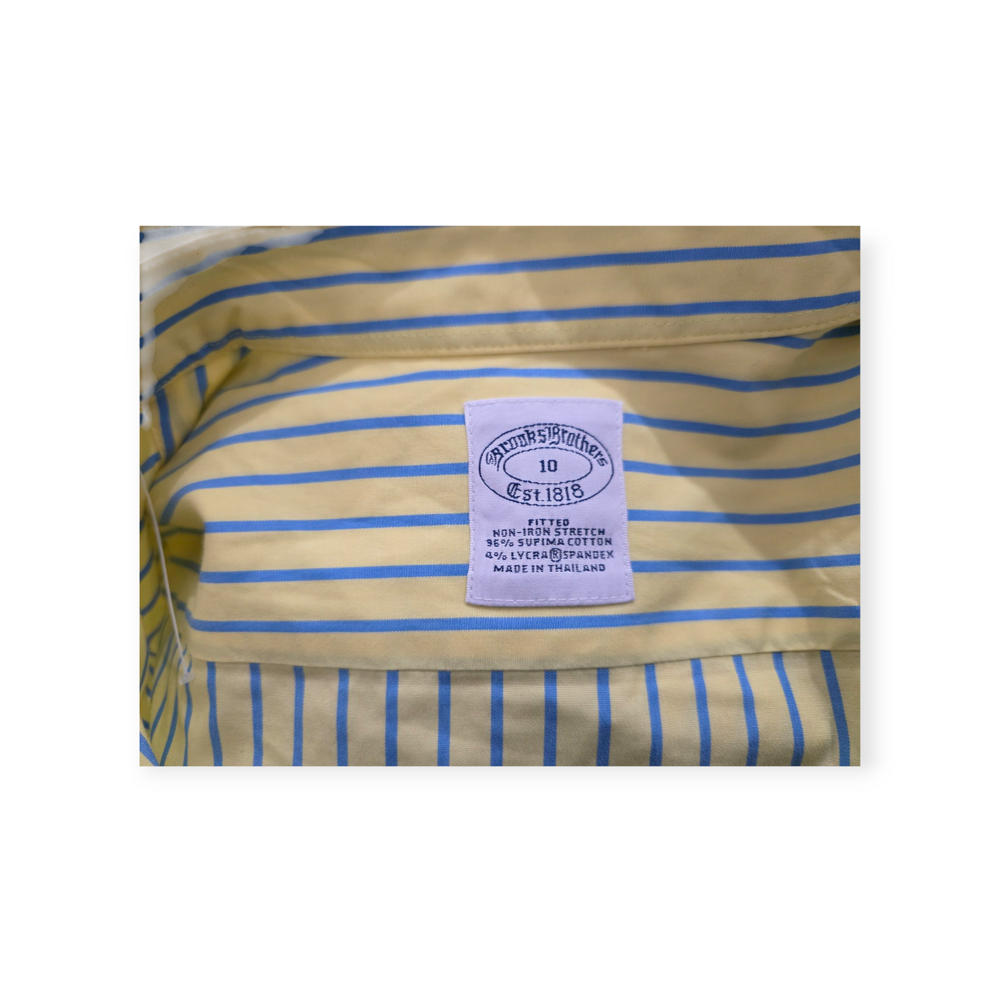 Camisa Brooks Brothers Talla 10 Amarilla Con Lineas Azules