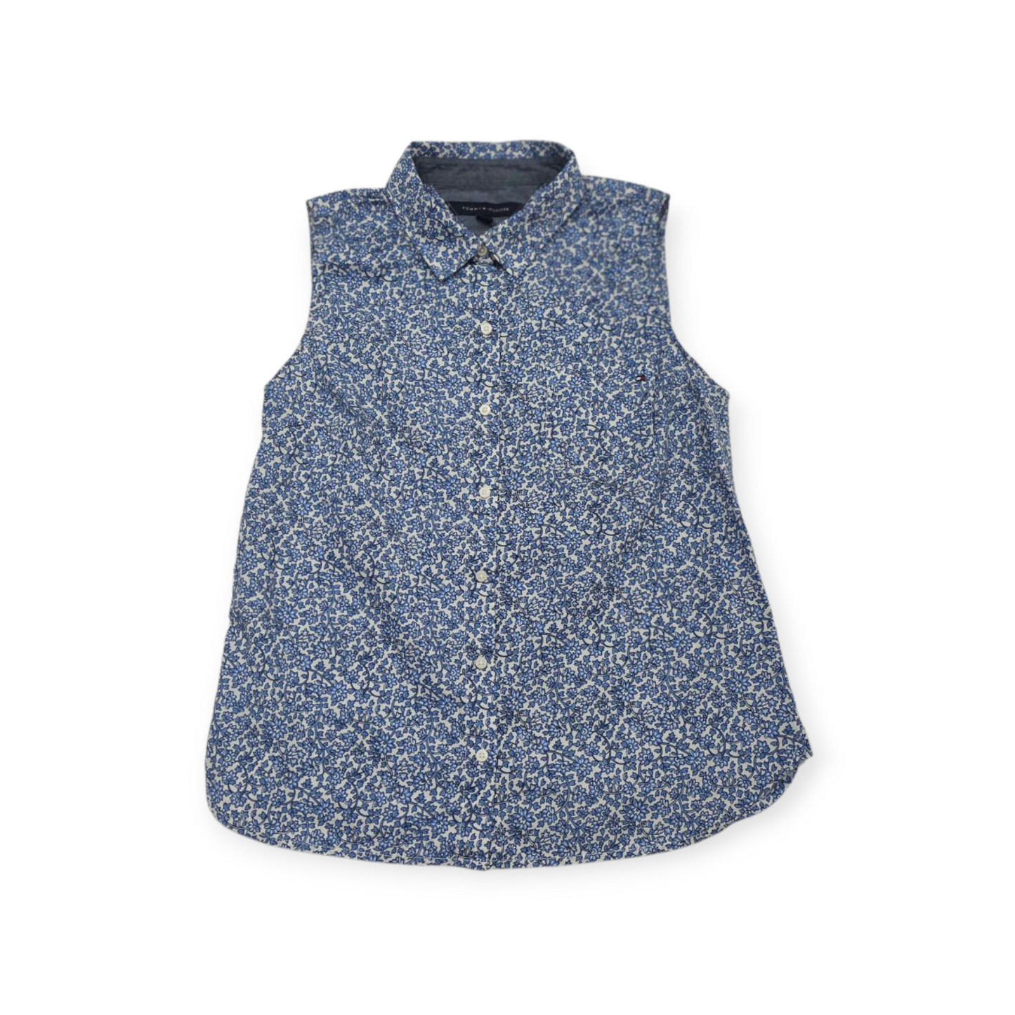 Camisa Tommy Hilfiger Mediana M Azul Floreada Sin Mangas