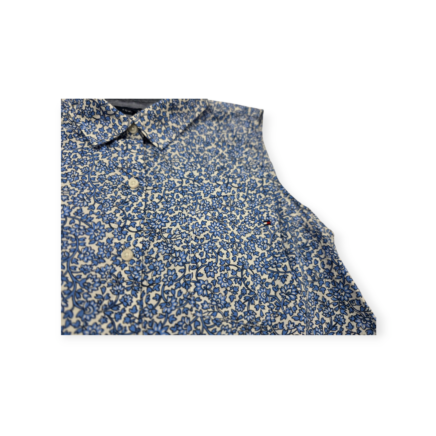 Camisa Tommy Hilfiger Mediana M Azul Floreada Sin Mangas