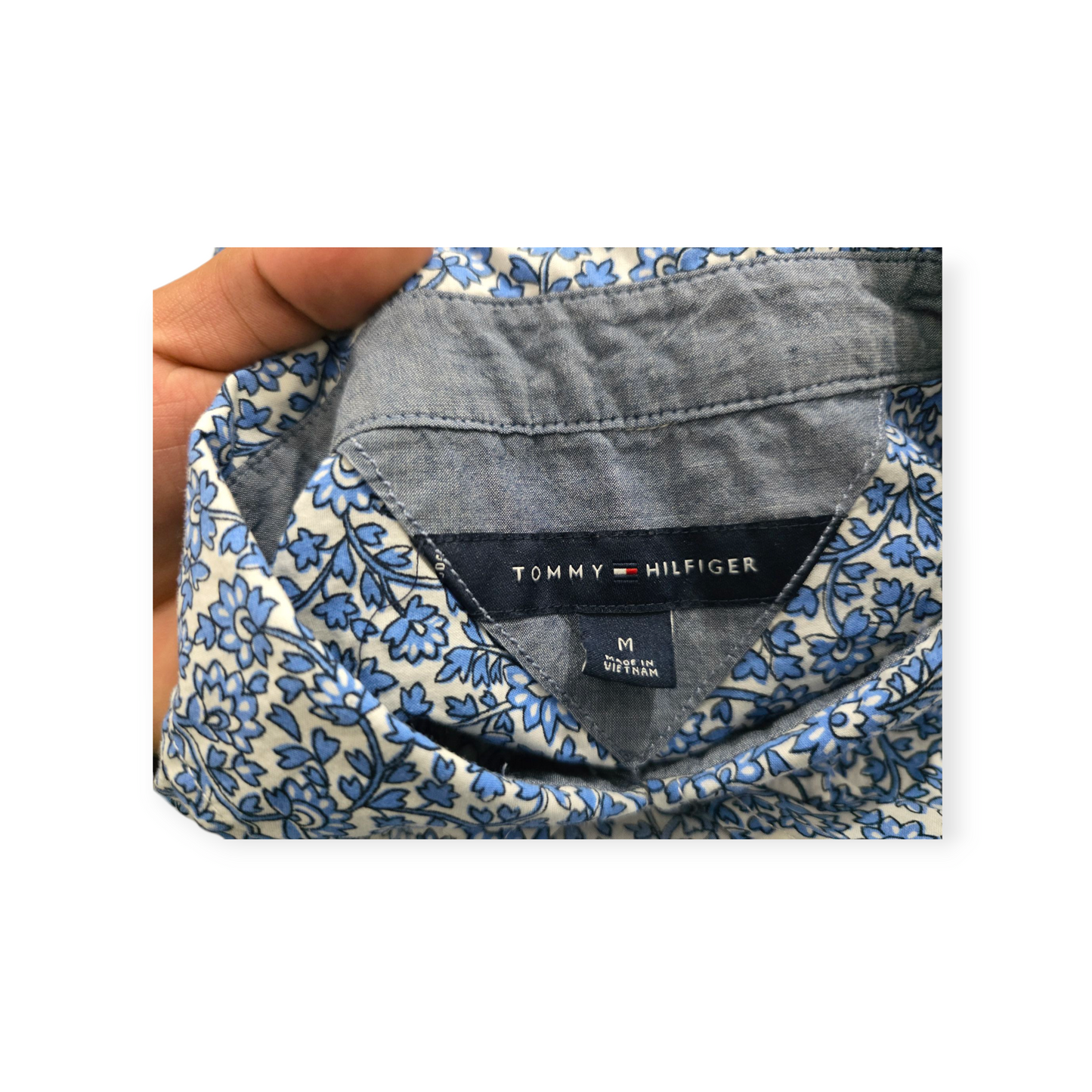 Camisa Tommy Hilfiger Mediana M Azul Floreada Sin Mangas