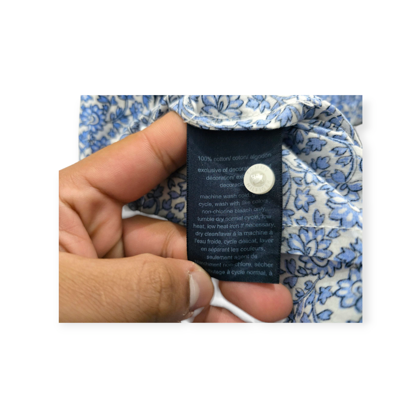 Camisa Tommy Hilfiger Mediana M Azul Floreada Sin Mangas