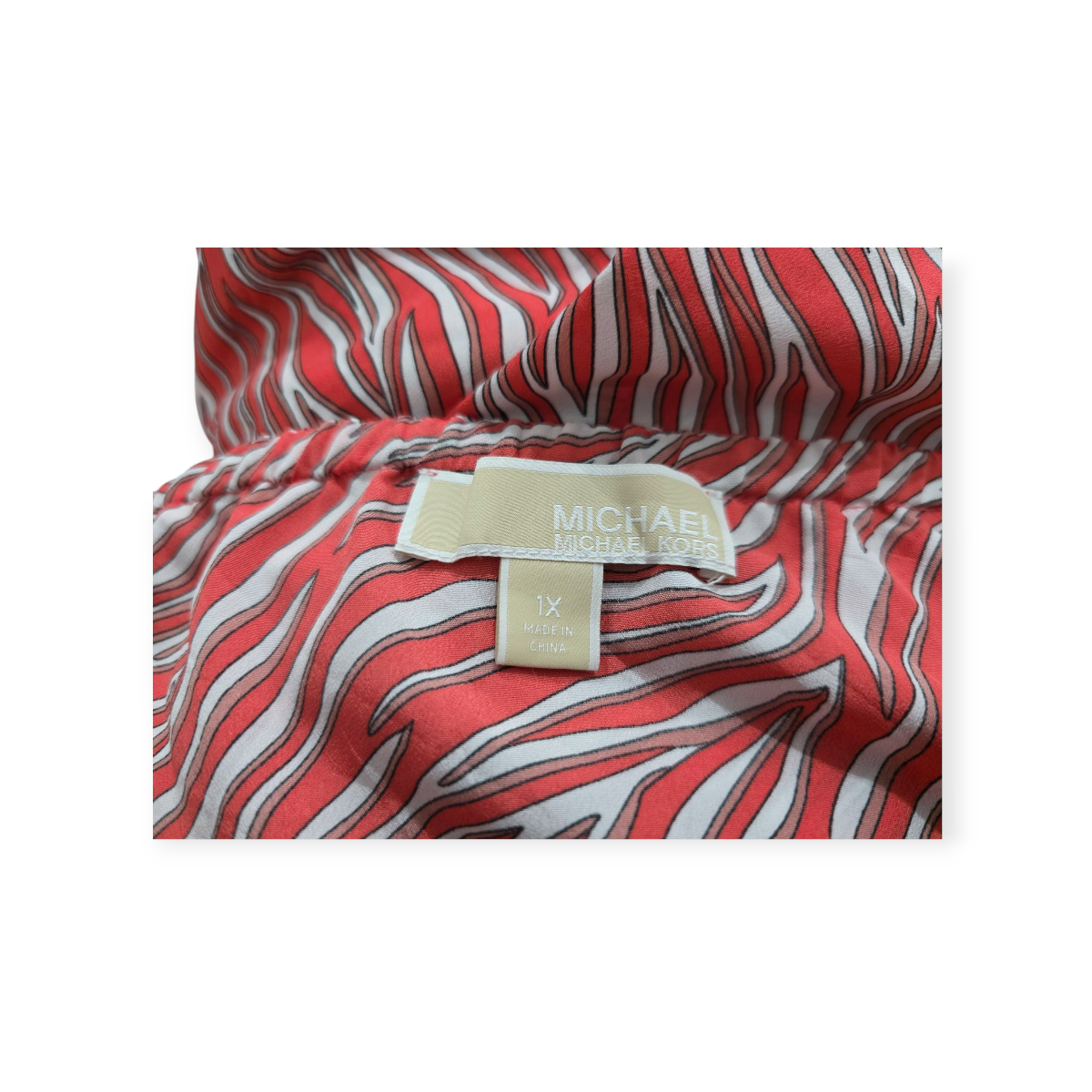 Blusa Michael Kors Talla 1x Coral Con Lineas Blancas