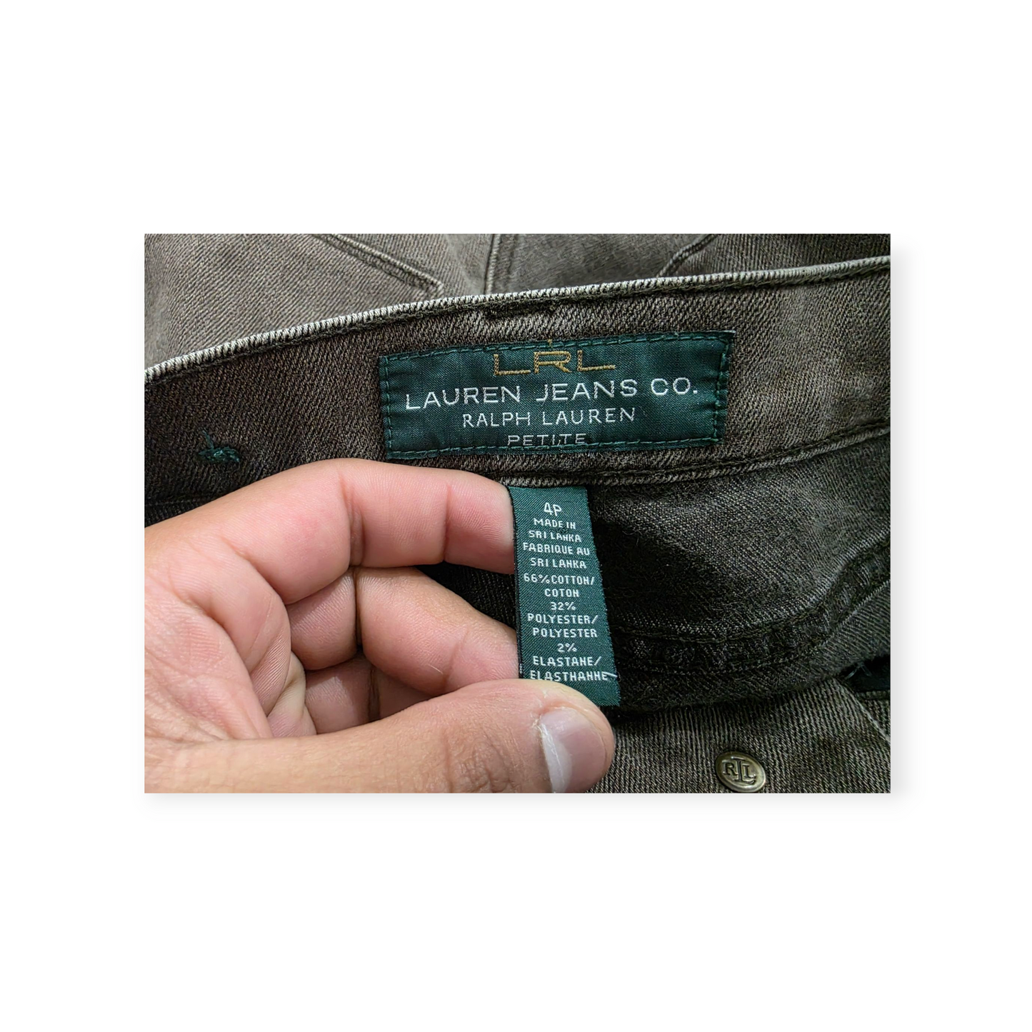 Pantalon Ralph Lauren De Mezclilla Cafe Talla 4 Petite