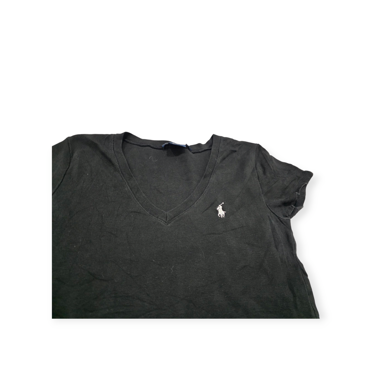 Playera Ralph Lauren Chico S Negra Pony Blanco