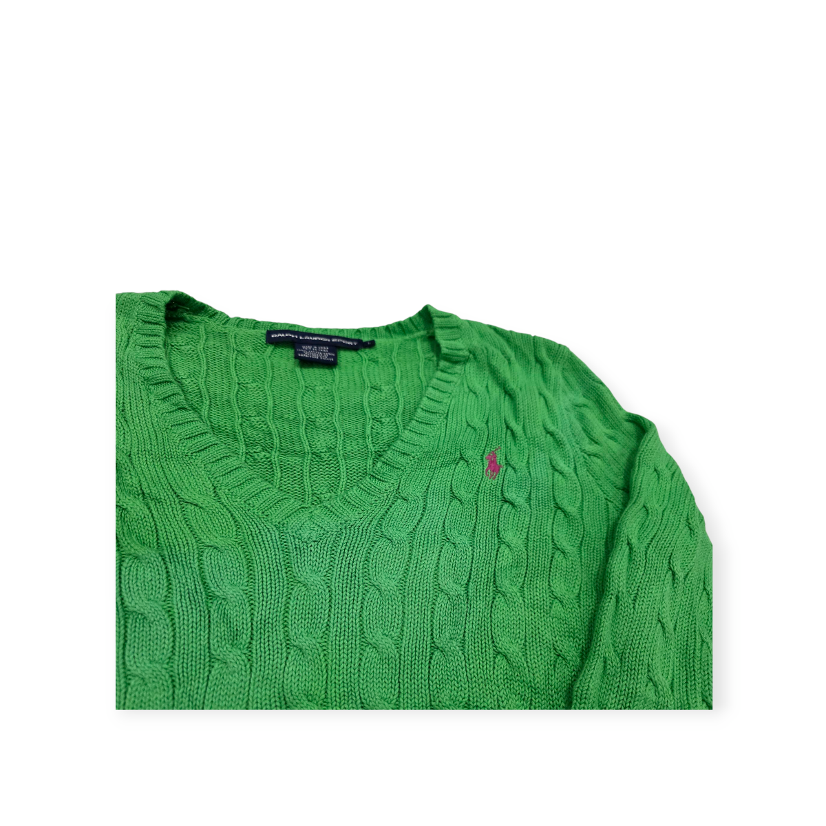 Sueter Ralph Lauren Sport Grande L Verde Con Pony Rosa