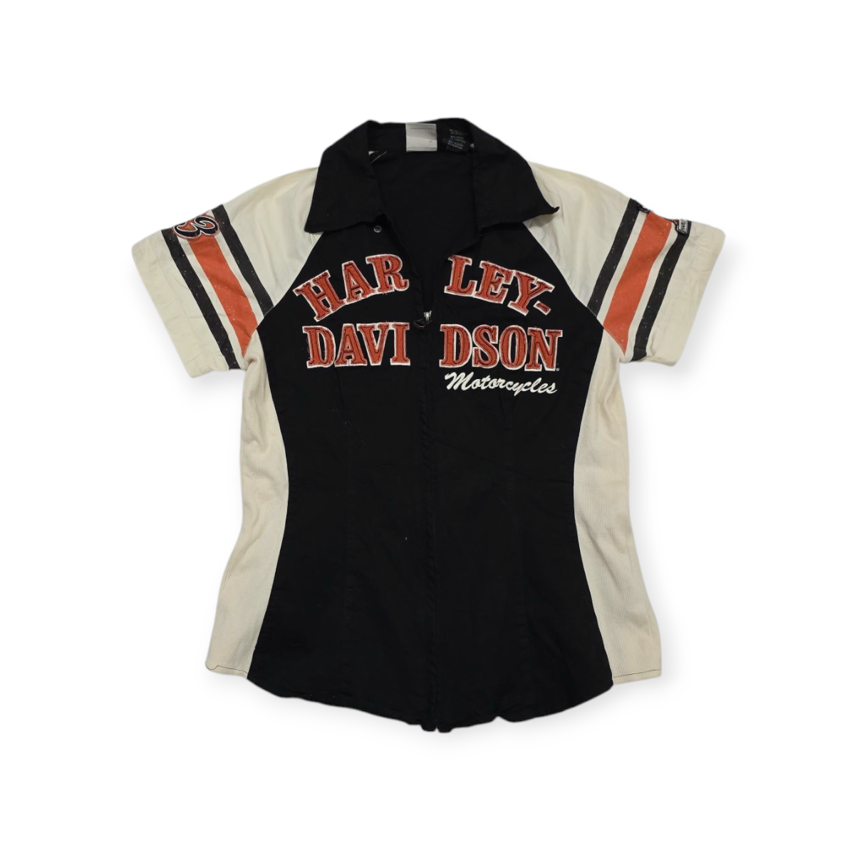 Blusa Harley Davidson Grande L Negra Con Beige
