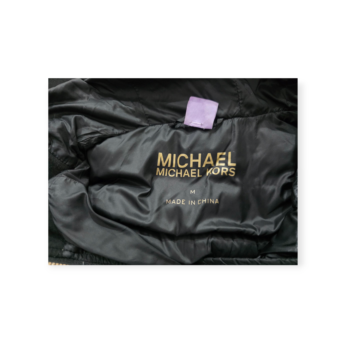 Chamarra Michael Kors Mediana M Negra Con Dorado De Pluma