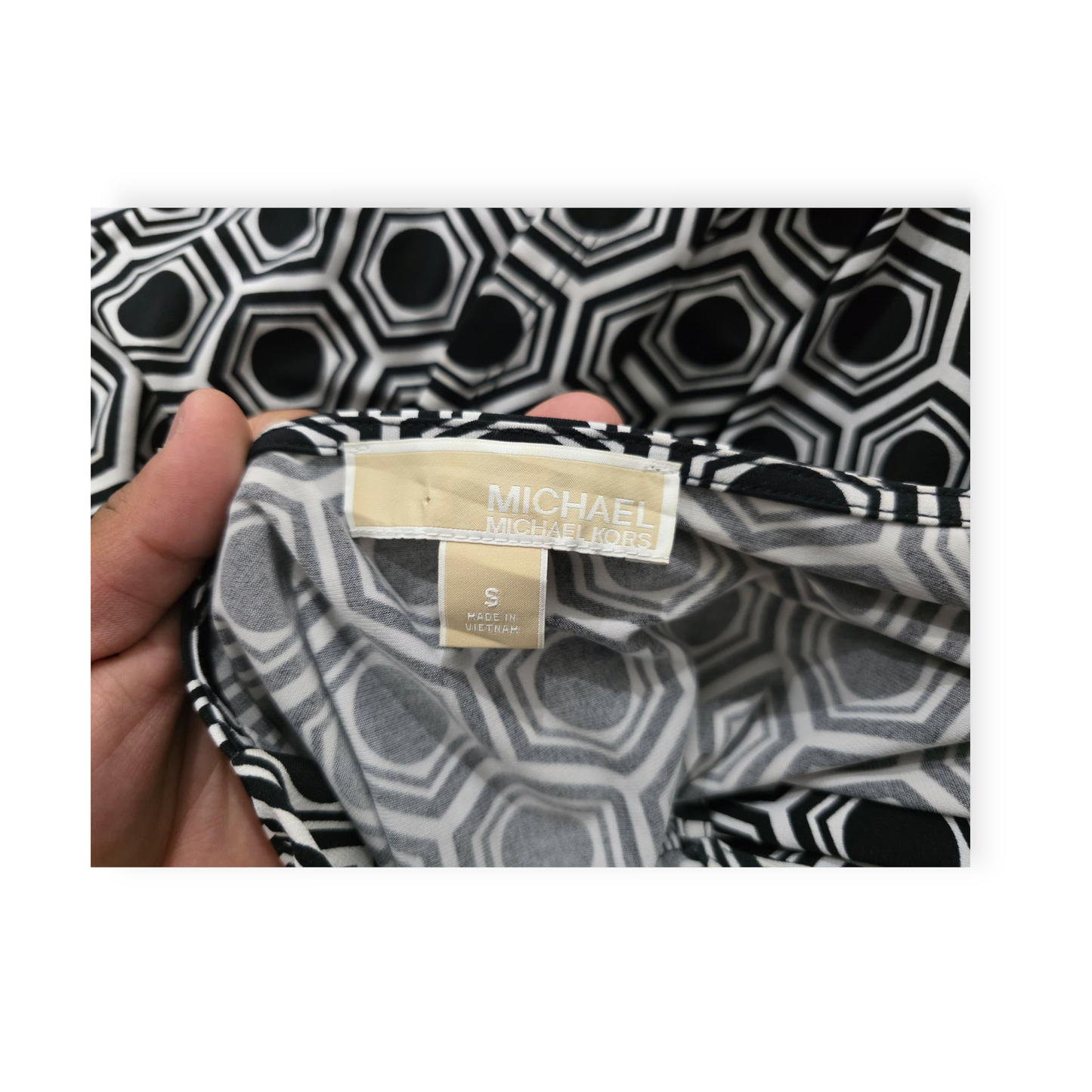 Vestido Michael Kors Chico S Gris Con Negro Sin Mangas
