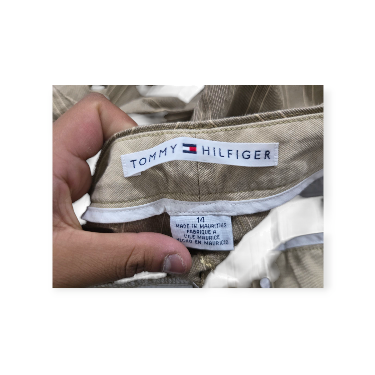 Pantalon Tommy Hilfiger Talla 14 De Vestir Color Cafe Rayado Marrón Claro 14
