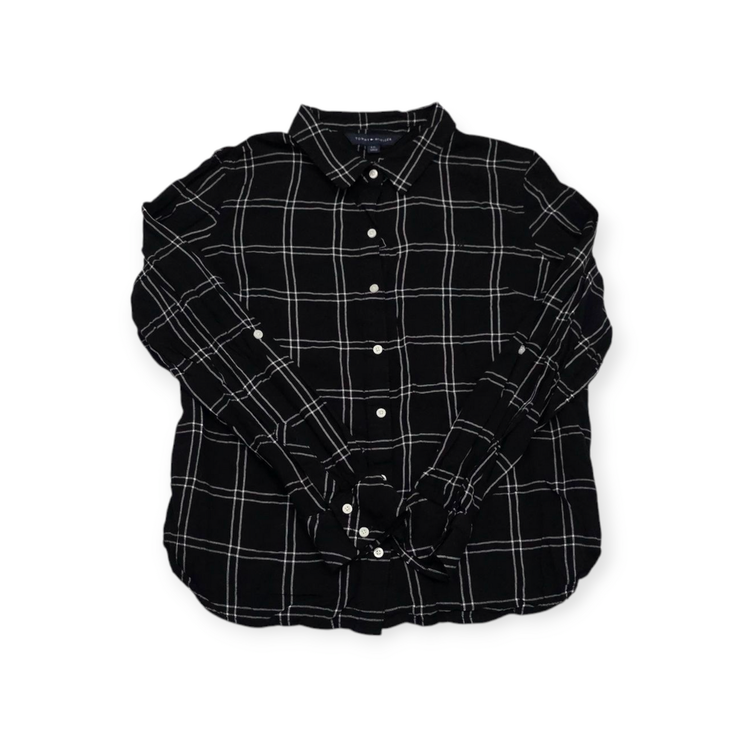 Camisa Tommy Hilfiger Grande L Negro Con Cuadros Blancos