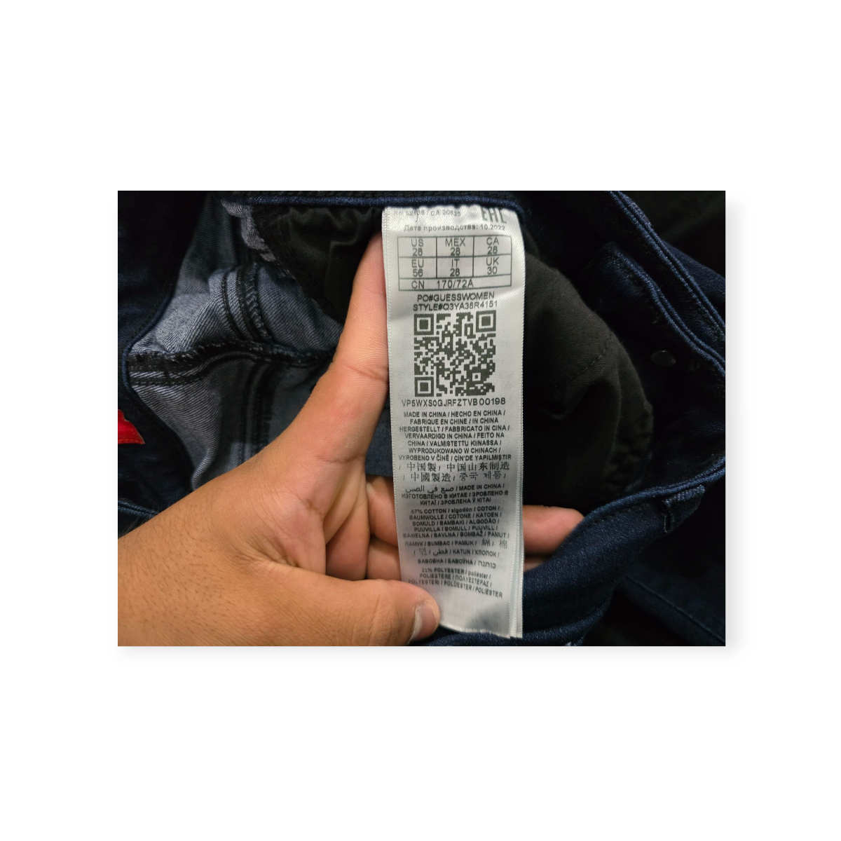 Pantalon Mujer Guess Talla 28 Con Brillos Azul Oscuro