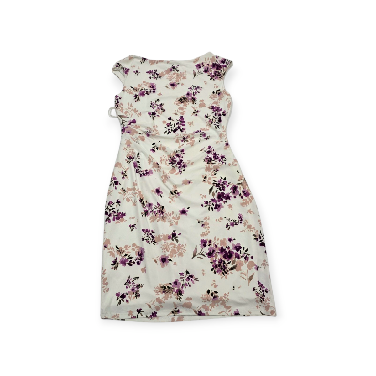 Vestido Ralph Lauren Talla 12 Color Perla Con Flores Violeta