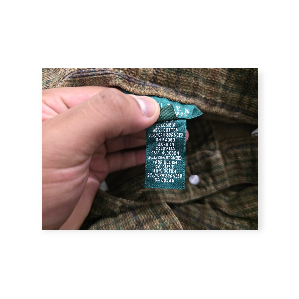 Pantalon Ralph Lauren Talla 10 Cafe/verde De Pana