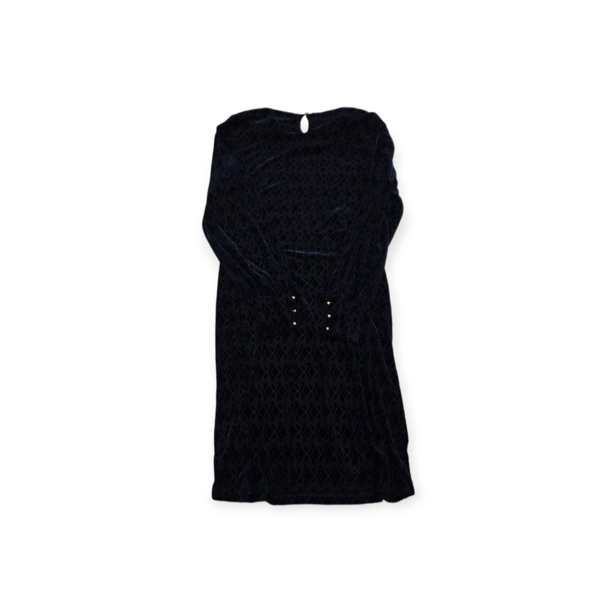Vestido Ralph Lauren Mediana M De Terciopelo Azul Con Negro