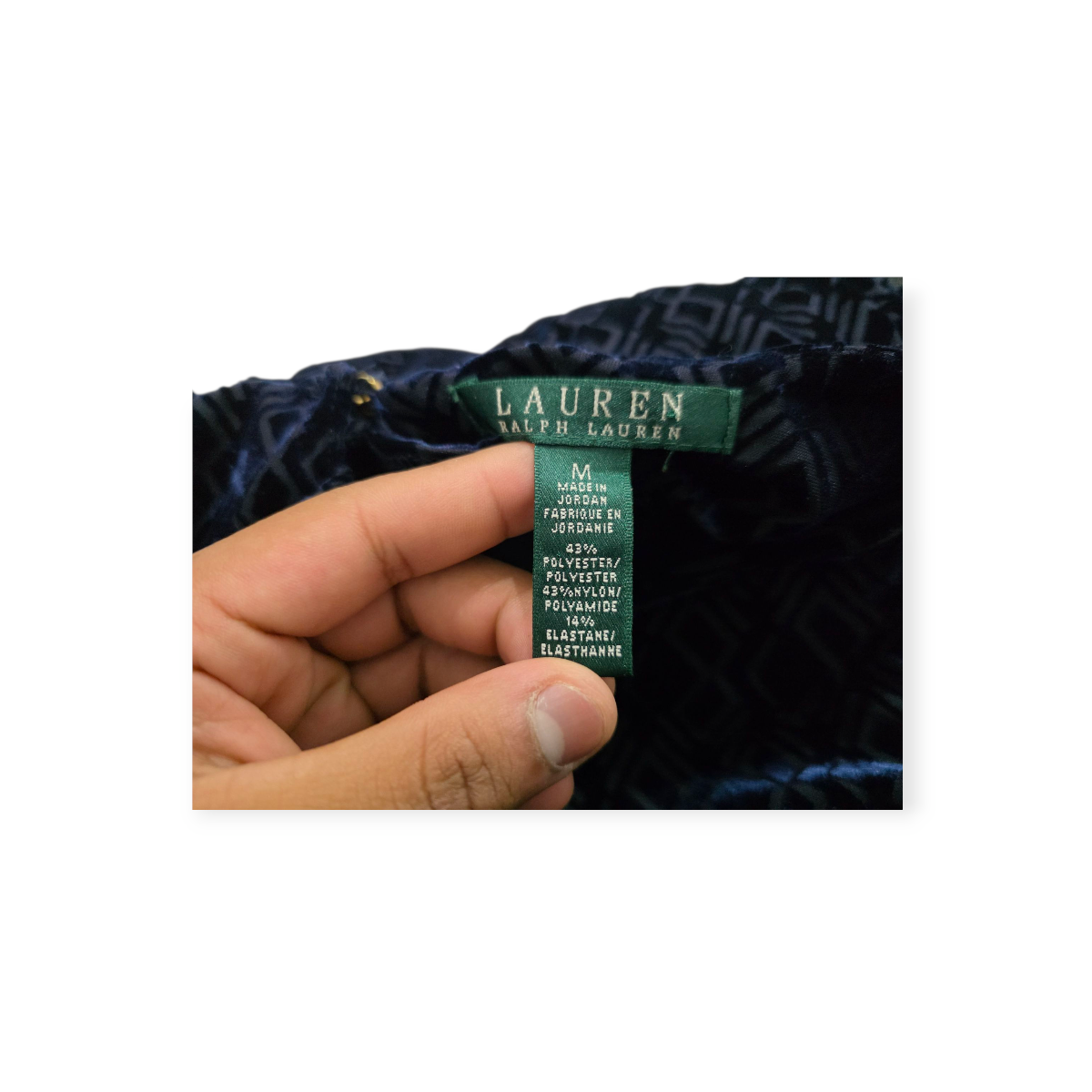 Vestido Ralph Lauren Mediana M De Terciopelo Azul Con Negro