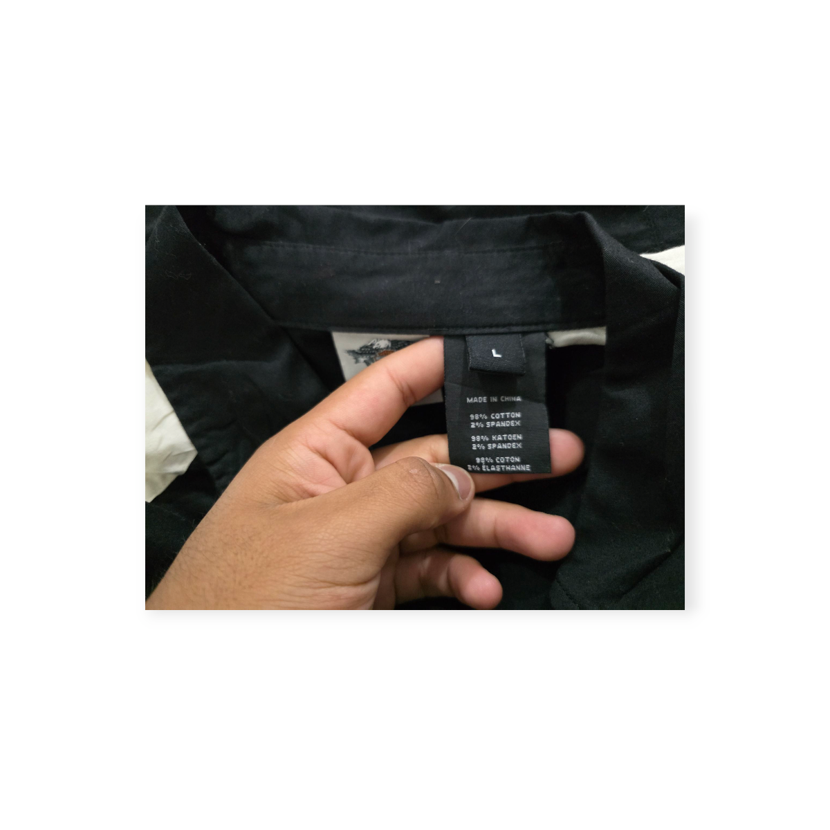 Camisa Harley Davidson Grande L Negra Con Beige