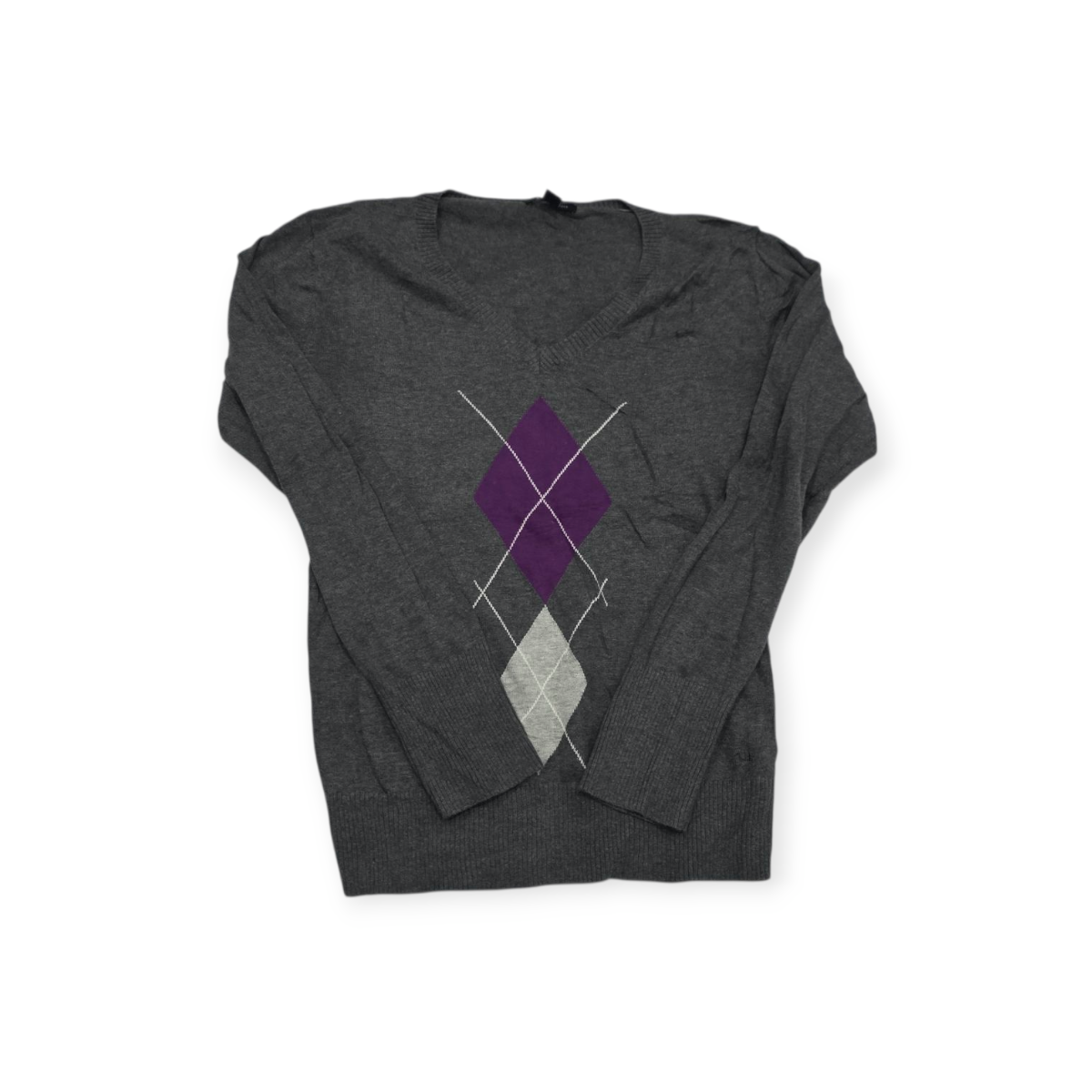 Sueter Tommy Hilfiger Mediana M Gris Con Rombos Morado