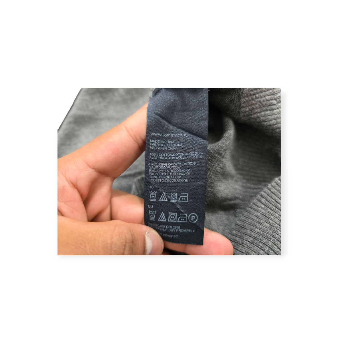 Sueter Tommy Hilfiger Mediana M Gris Con Rombos Morado