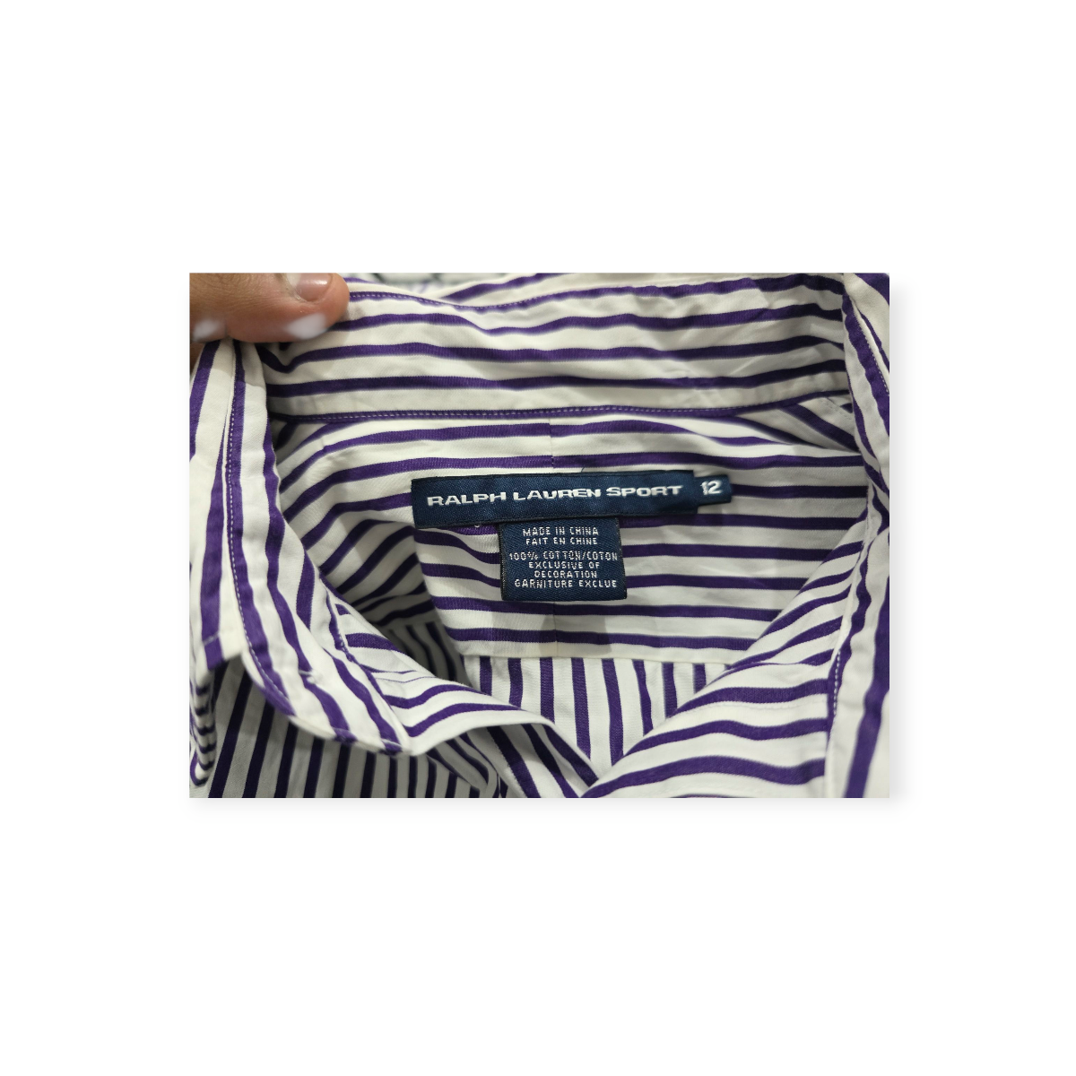 Camisa Ralph Lauren Sport Grande L Blanca Con Morado