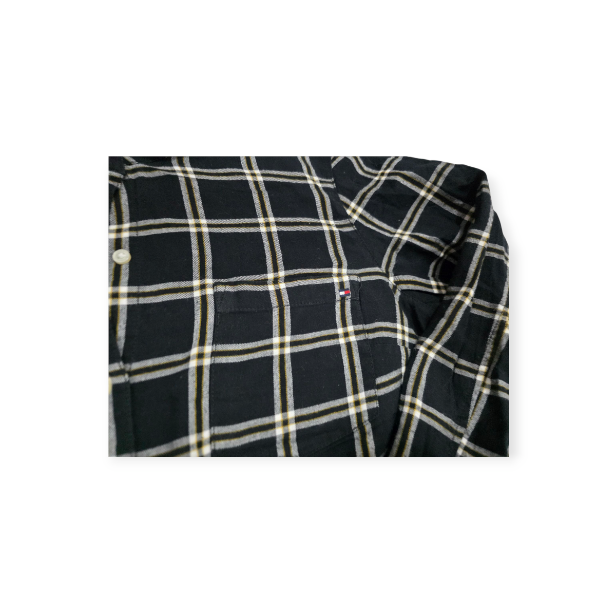 Camisa Tommy Hilfiger Grande L Negra Con Amarillo