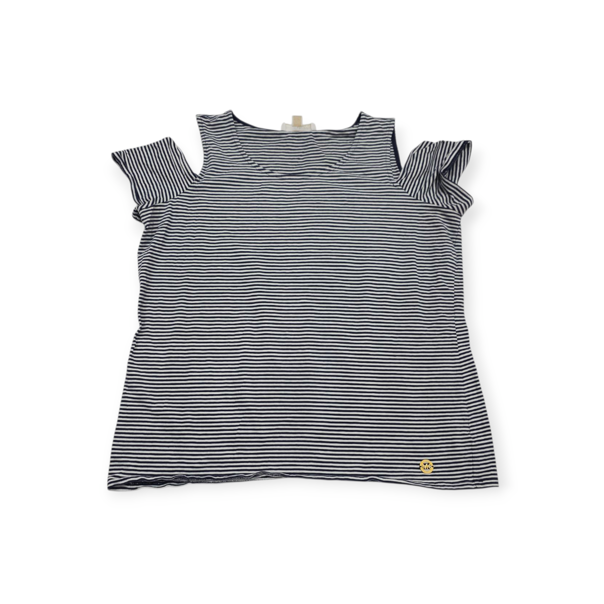 Blusa Michael Kors Xl Rayada Azul/blanco Hombro Descubierto