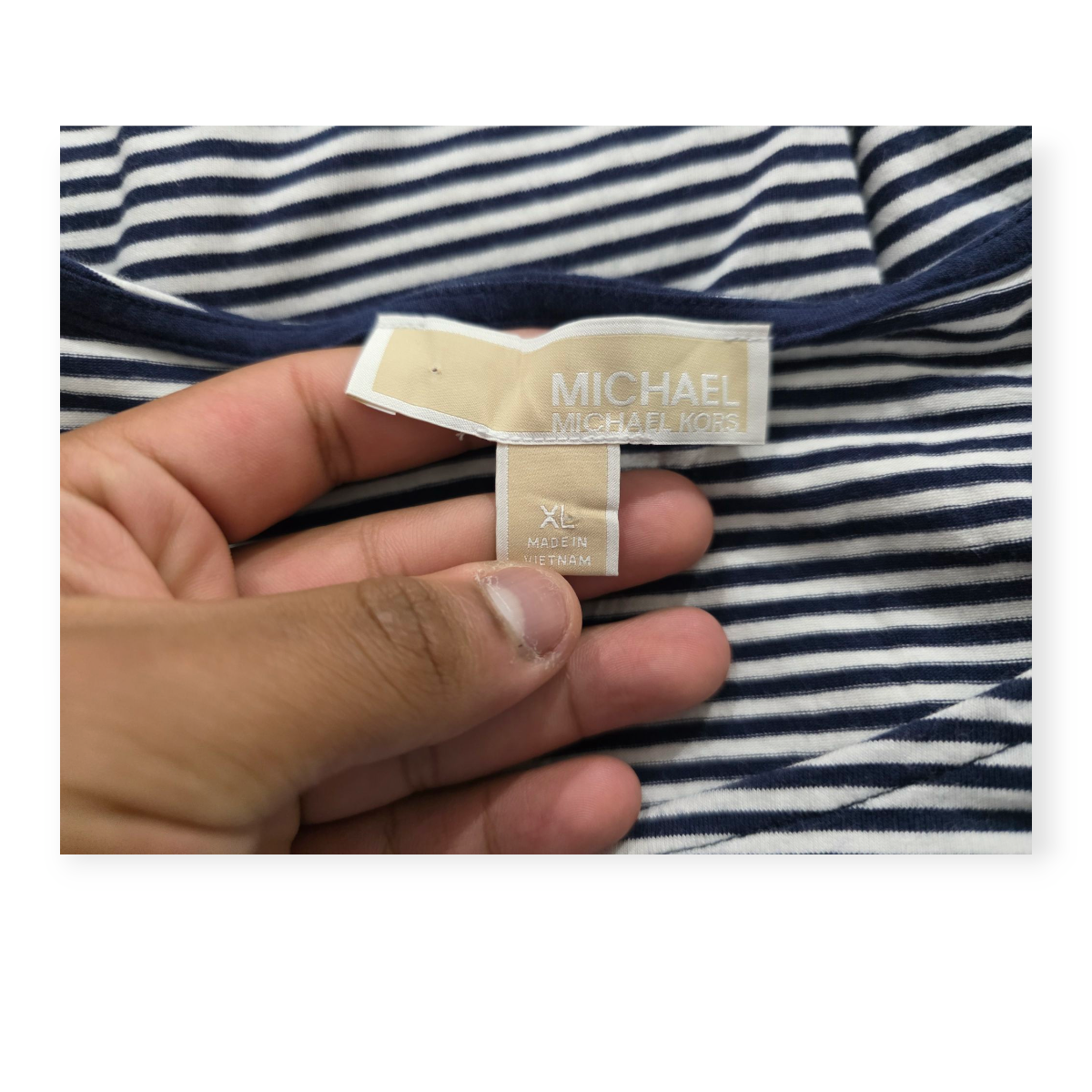 Blusa Michael Kors Xl Rayada Azul/blanco Hombro Descubierto