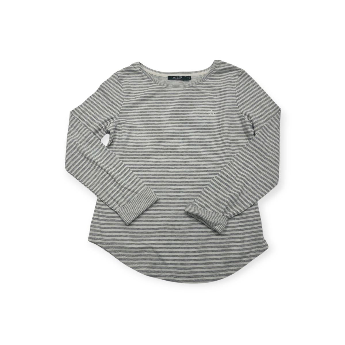 Playera Ralph Lauren Chico S Gris Rayada Manga Larga