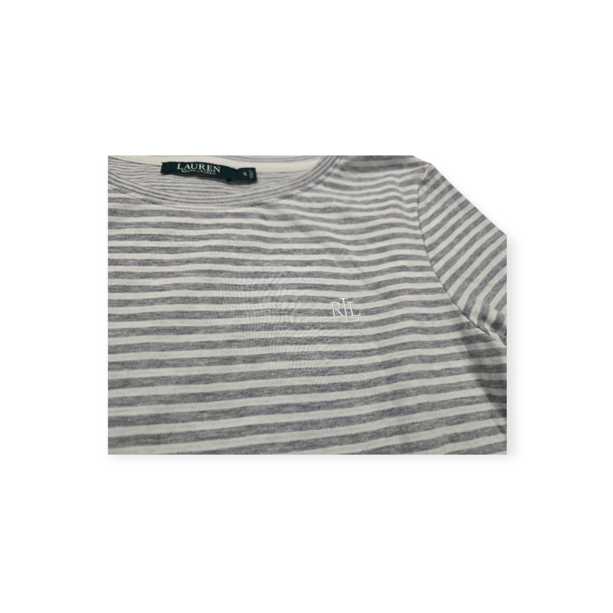 Playera Ralph Lauren Chico S Gris Rayada Manga Larga