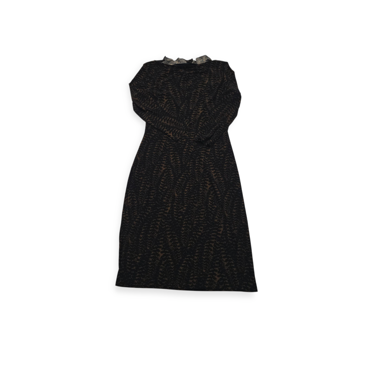 Vestido Ralph Lauren Cafe Con Negro Manga Larga Talla 6
