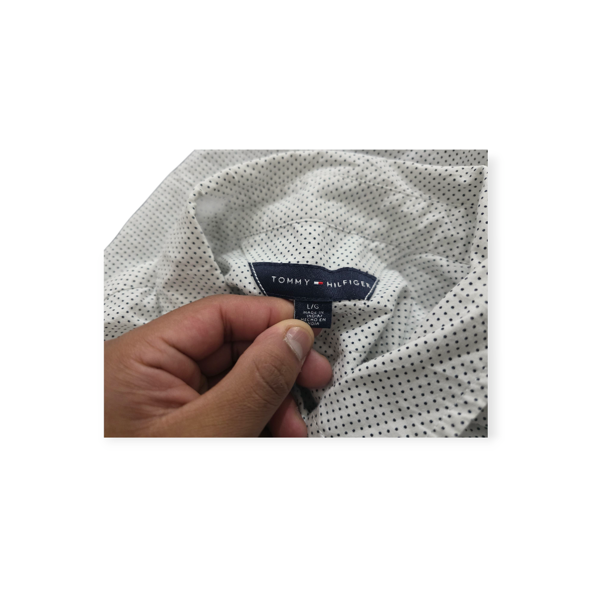 Camisa Tommy Hilfiger Grande L Blanca Con Lunares