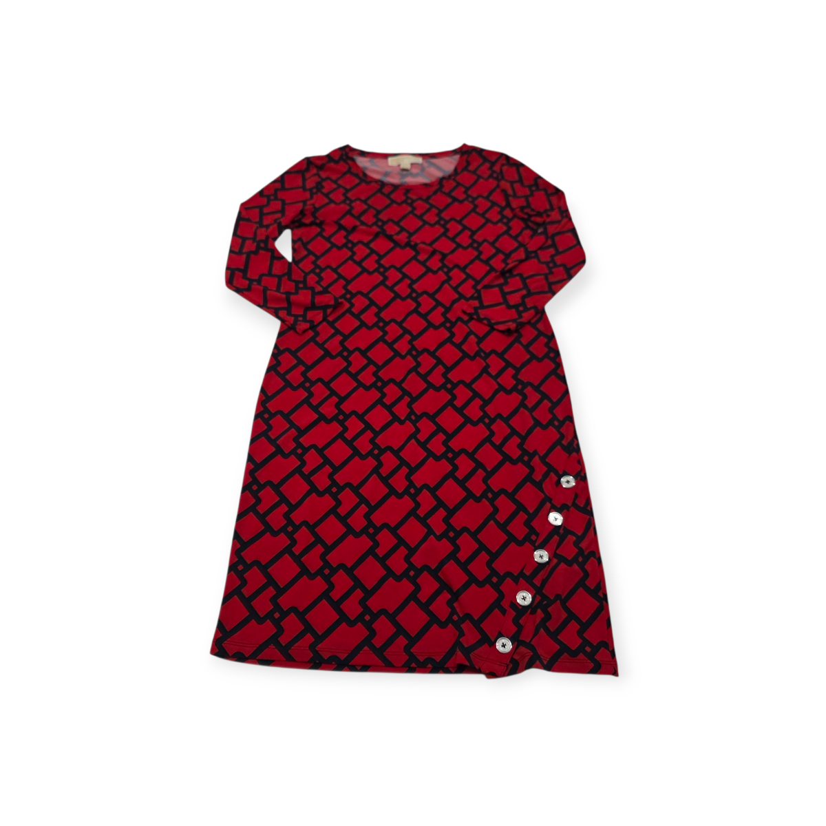 Vestido Michael Kors Manga Larga Rojo Con Azul Talla Chica