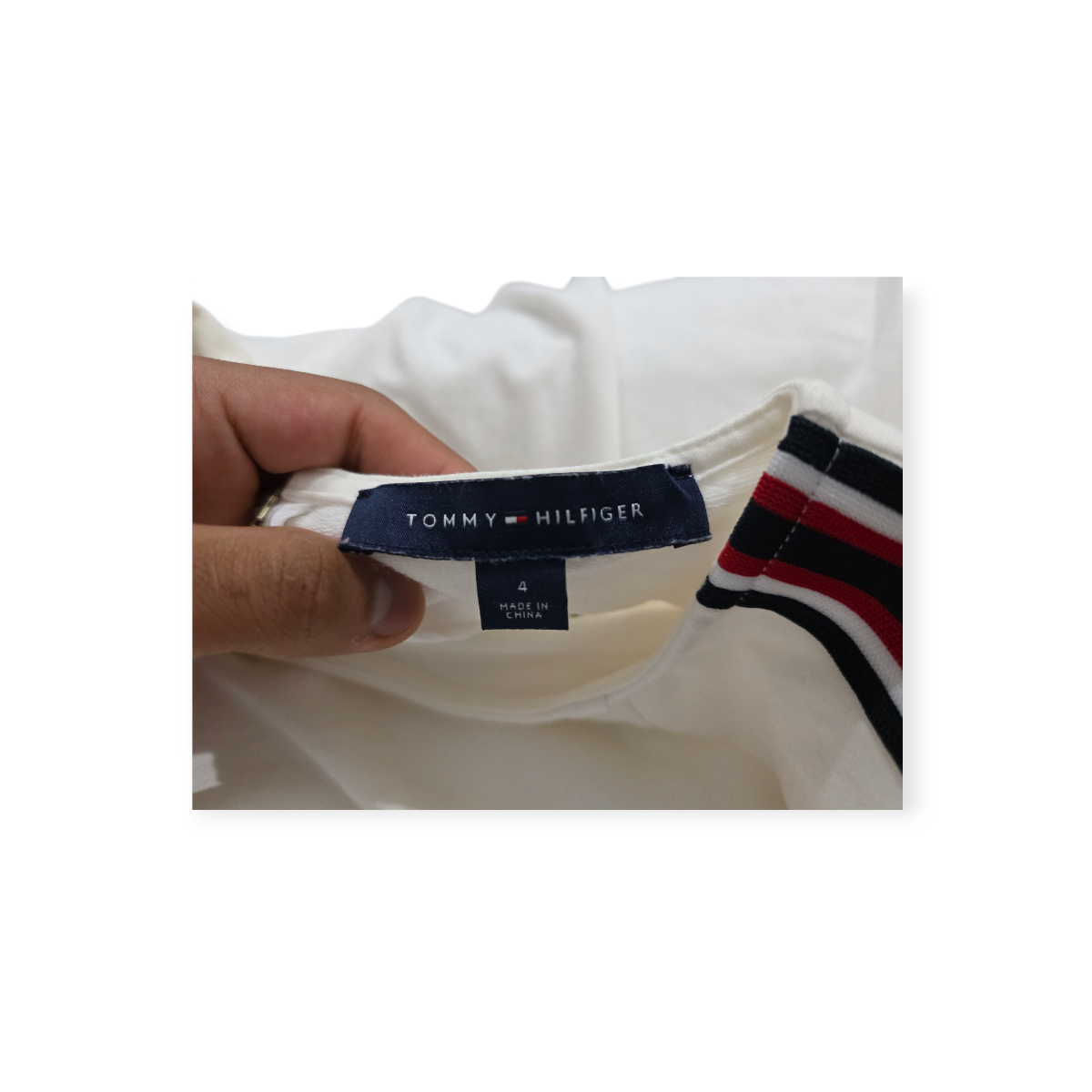 Vestido Tommy Hilfiger Sin Mangas Color Blanco Con Rojo