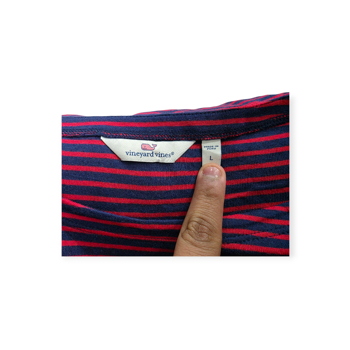 Playera Vineyard Vines Grande L Roja Con Lineas Azules