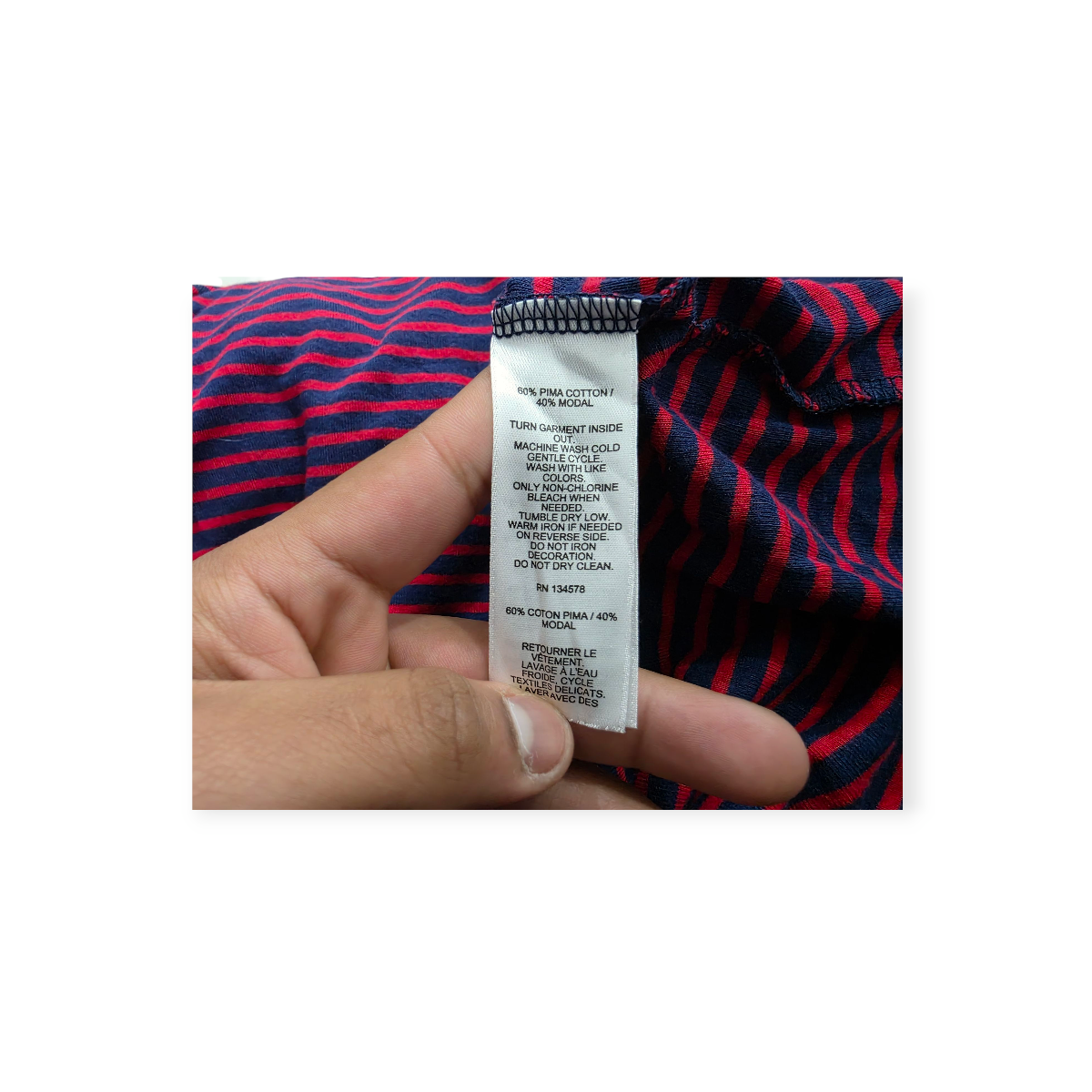 Playera Vineyard Vines Grande L Roja Con Lineas Azules