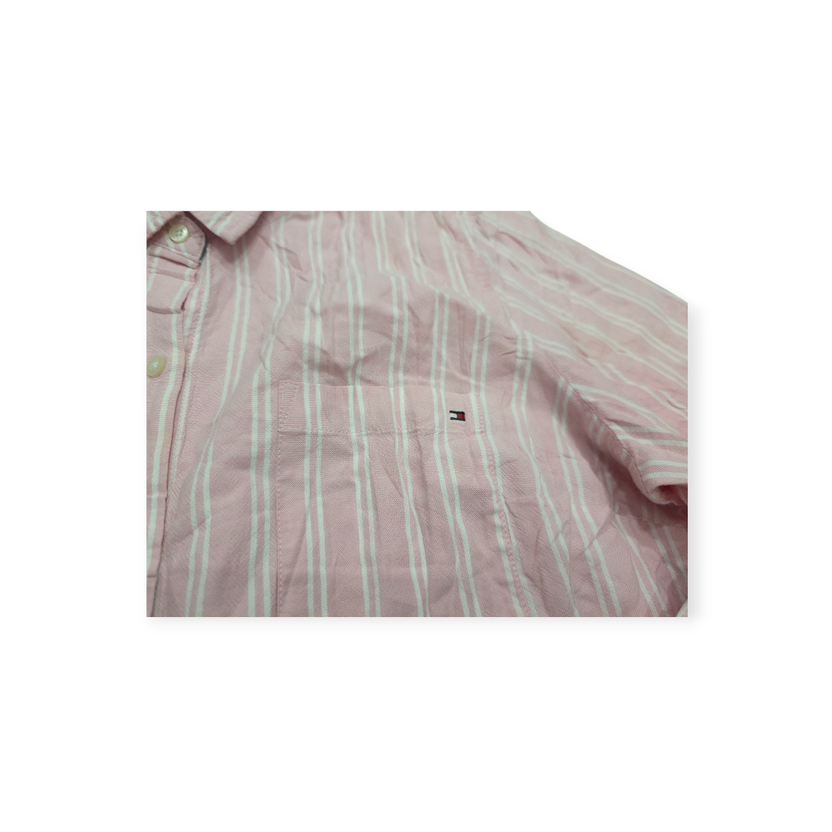 Camisa Tommy Hilfiger Xgrande Xl Rosa Rayada Extra Grande
