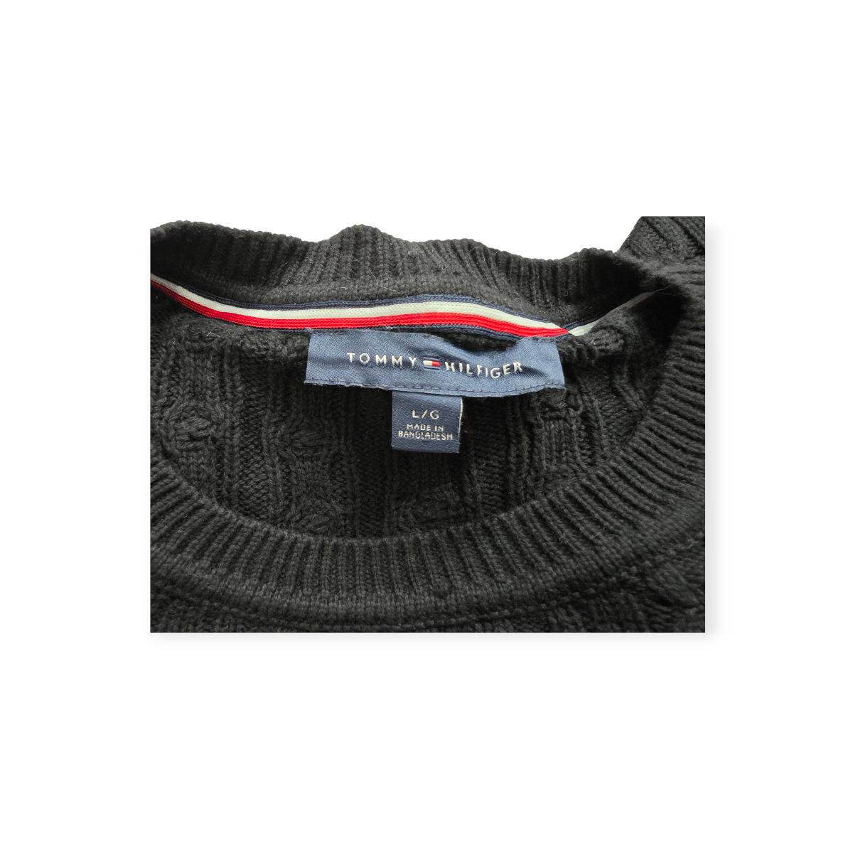 Sueter Tommy Hilfiger Grande L Negro Con Blanco
