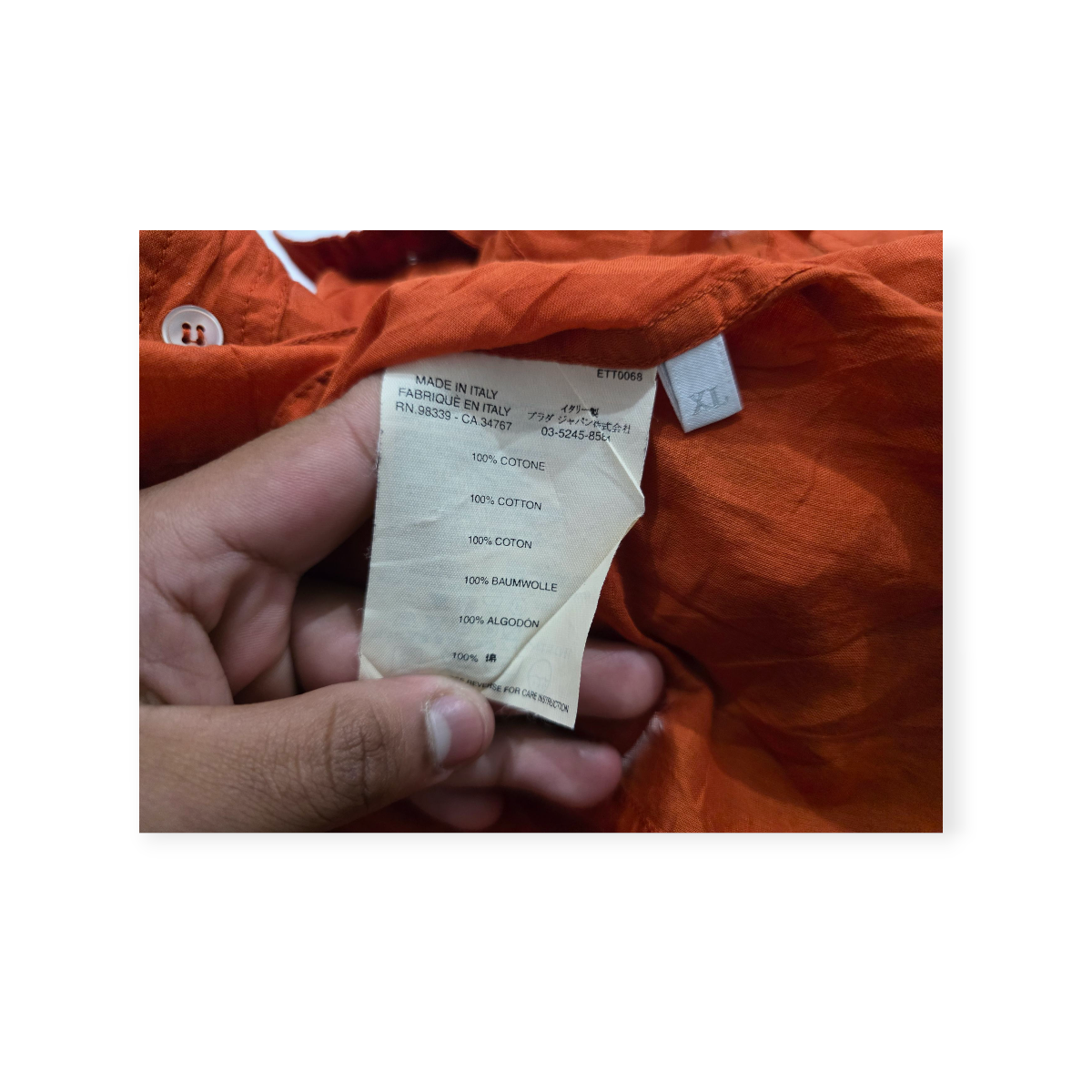 Camisa Prada De Mujer Xgrande Xl Naranja Manga Corta