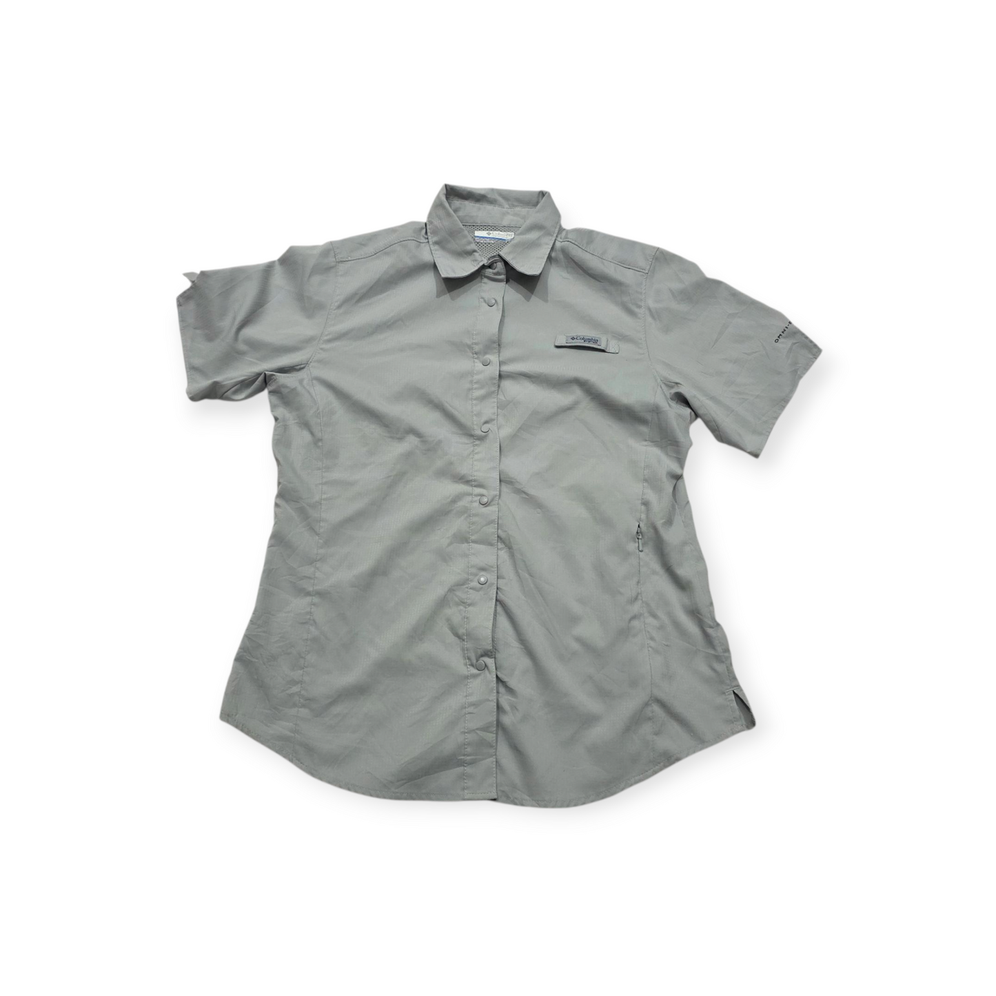 Camisa Columbia Pfg De Mujer Gris Manga Corta
