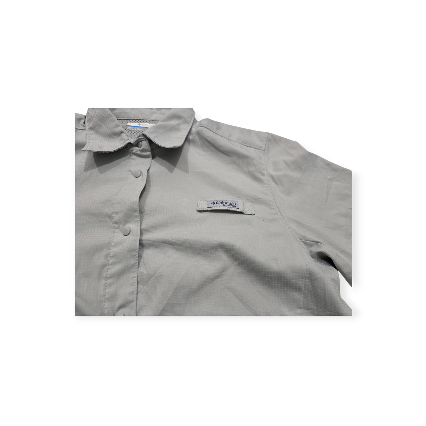 Camisa Columbia Pfg De Mujer Gris Manga Corta