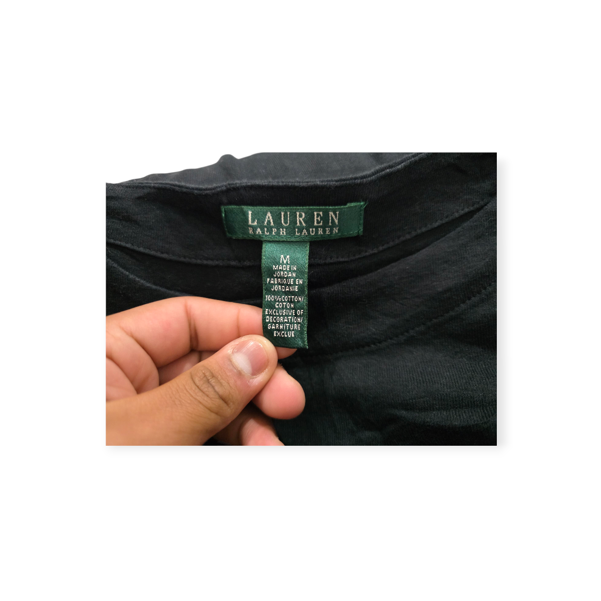 Blusa Ralph Lauren Manga Corta Mediana M Negro De Algodón