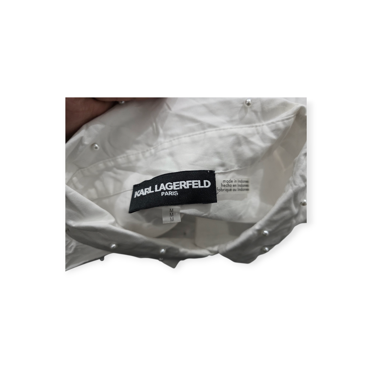 Camisa Karl Lagerfeld Dw Mujer Mediana Con Perlas